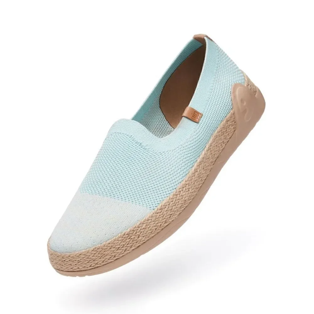 UIN Women's Espadrilles Knitted Lightweight Casual Shoes Marbella II(Azure Blue)